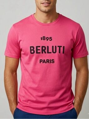 Berluti 1895 Magenta Crew Neck Short Sleeve T Shirt Size S